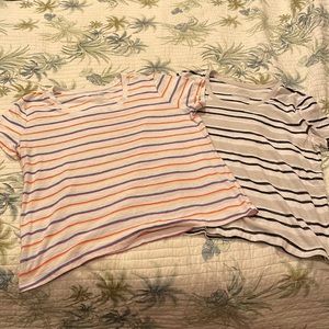 Set of 2, Time and Tru Crew Neck Striped T-Shirts